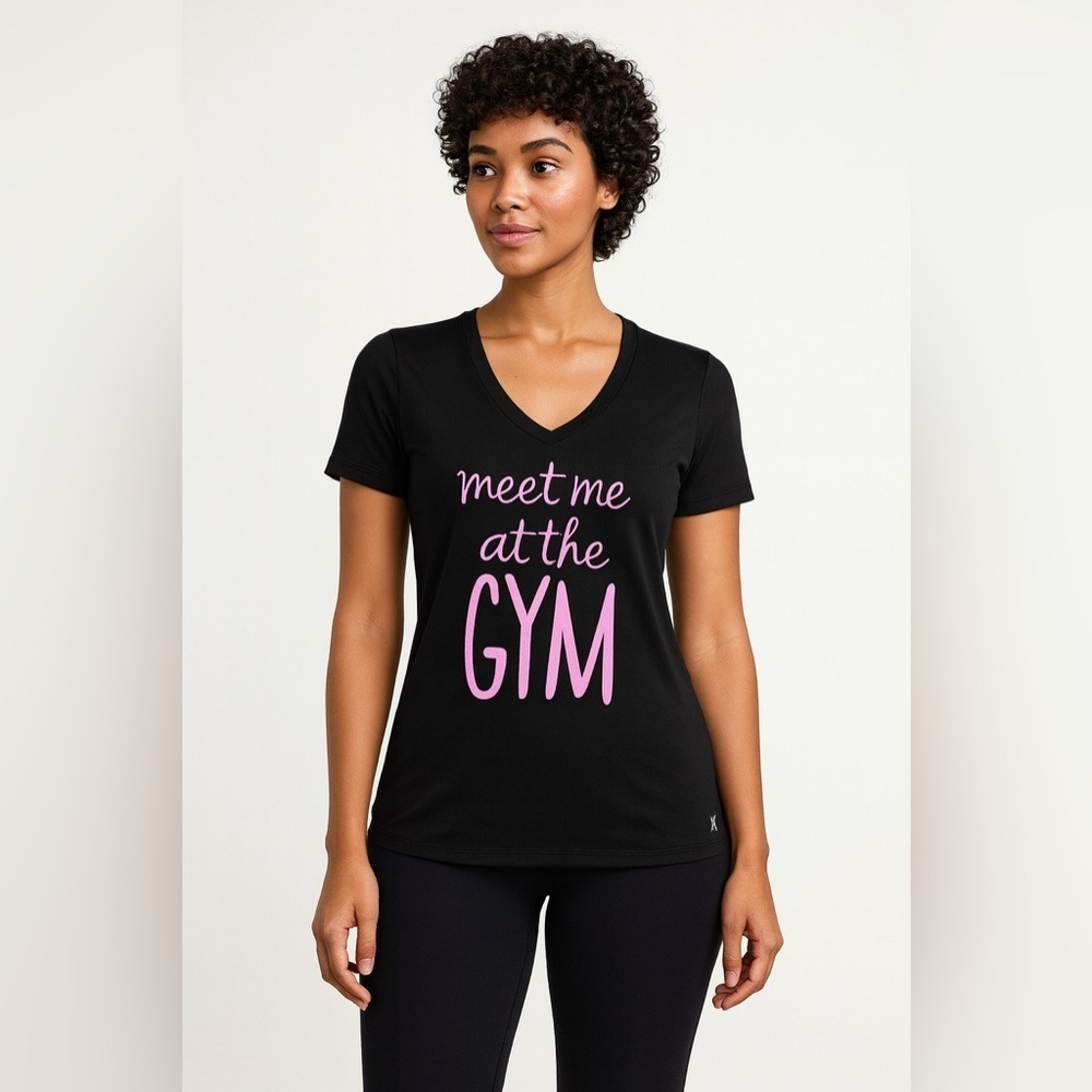 Danskin now graphic black 4-6 short sleeves pink